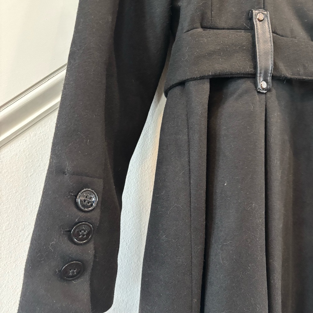 Steve Madden Juniors’ Black Belted Skirted Coat - Picture 11 of 16